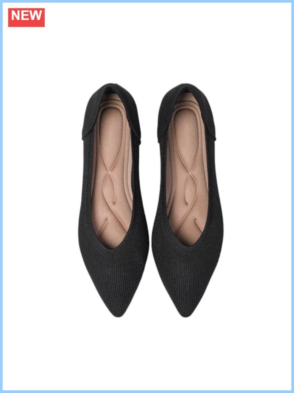 Women's Pointed Toe Knit Ballet Flats Slip On Memory Foam Comfortable Dressy